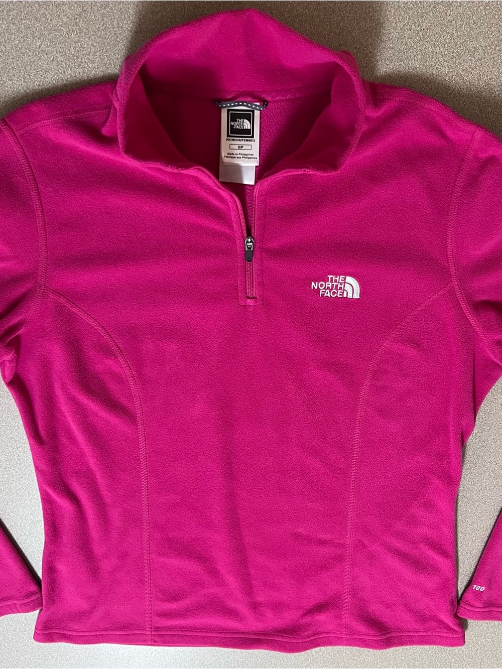 The North Face women’s pink 1/4-zip fleece, size Small
